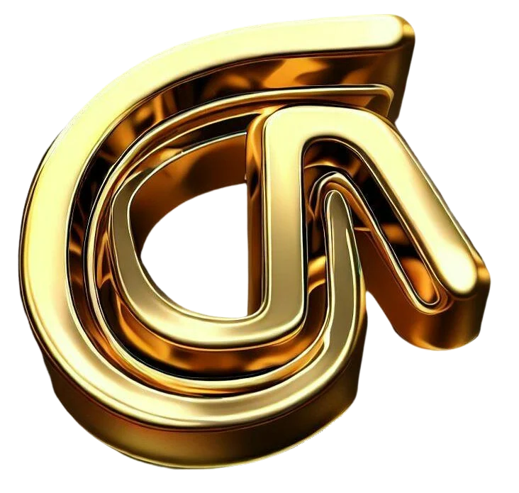 Logo do site na cor dourada em 3d, em forma de G com um N saindo de dentro dele
